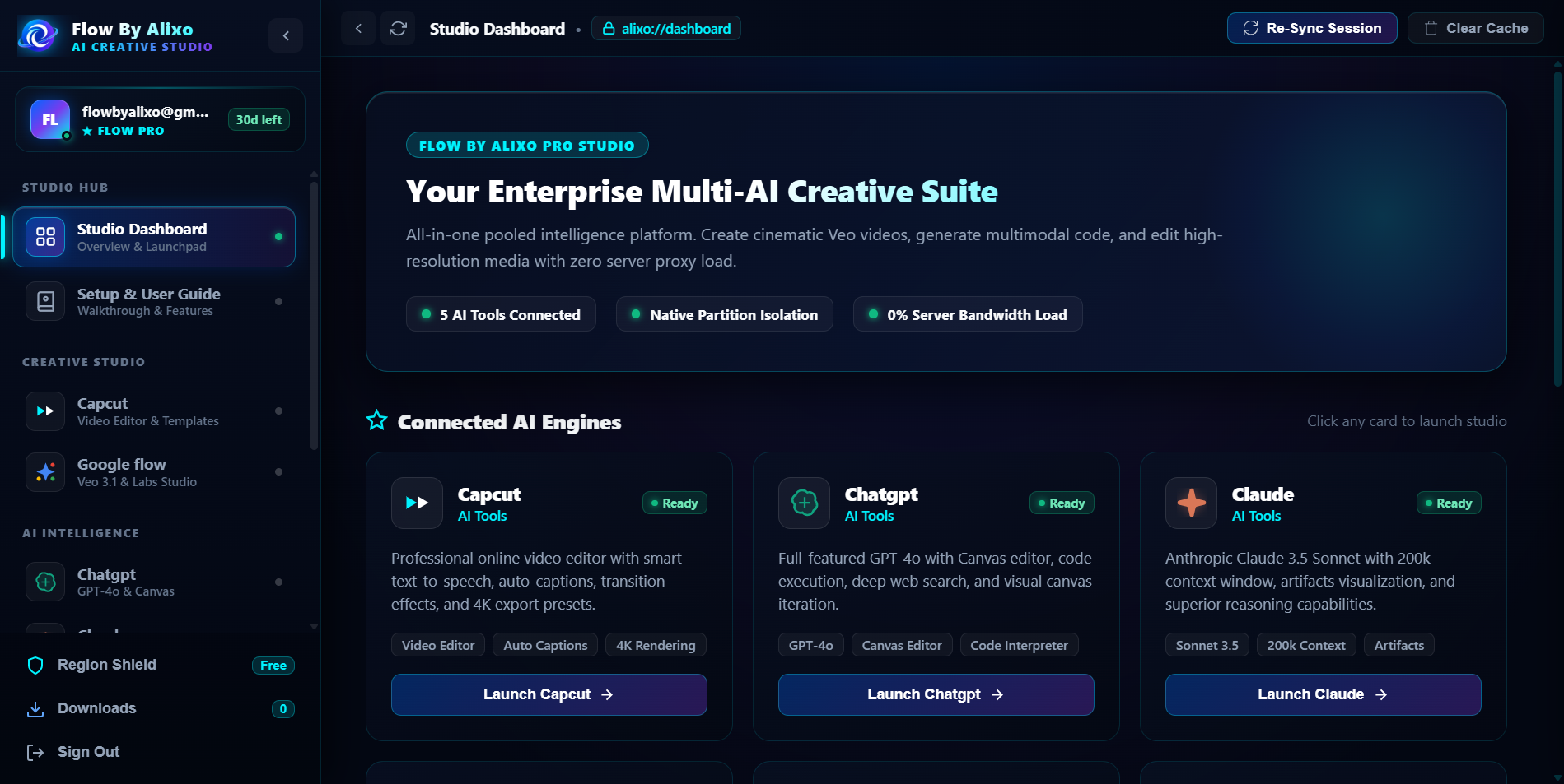 Flow By Alixo Desktop App Interface